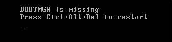 windows 7 bootmgr is missing fix