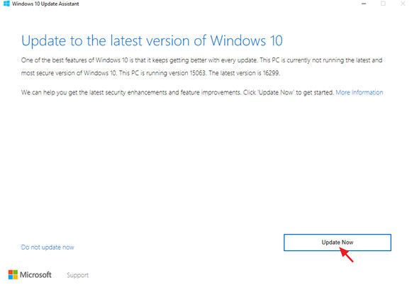 windows 10 version 1709 failed to install