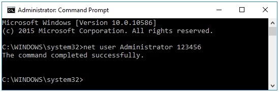 reset admin password windows 10 using command prompt