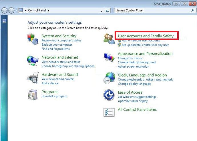 windows live family safety password reset