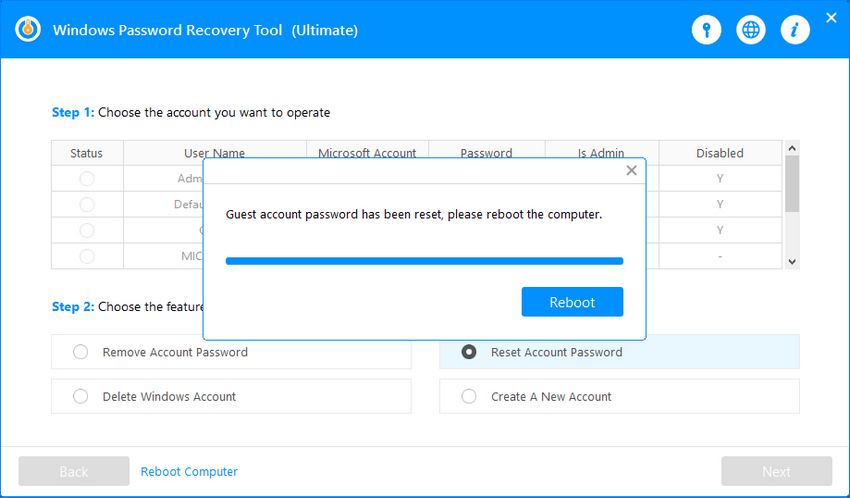 removed windows password successfully