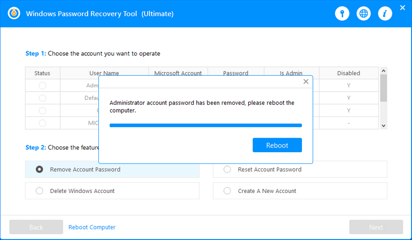 removed windows password successfully